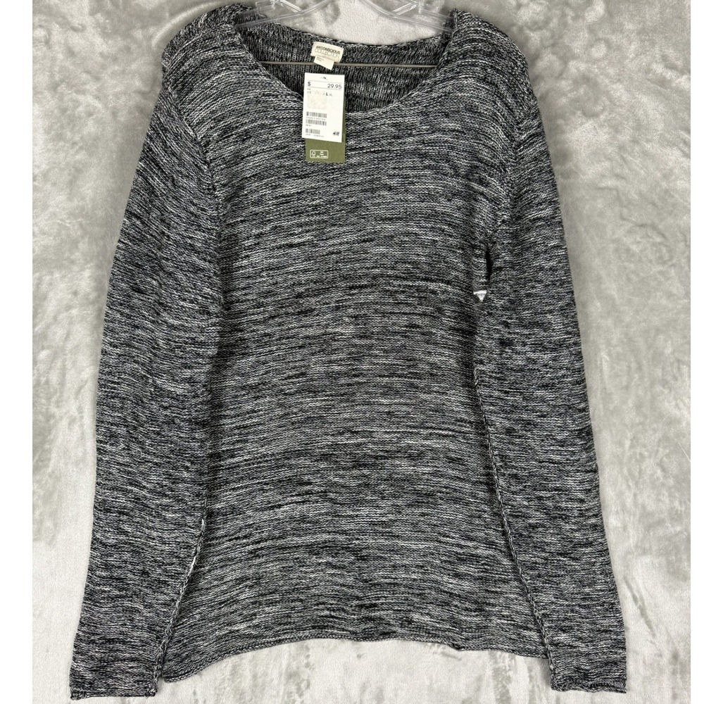 H&M Conscious Collection Sweater Pullover Long Sleeve Black White‎ Knit Top L
